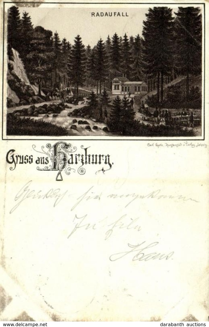 T2/T3 1892 (Vorläufer!!!) Harzburg, Radaufall / Waterfall. Carl Garte Kunstanstalt Art Nouveau, Floral, Litho (EK) - Unclassified