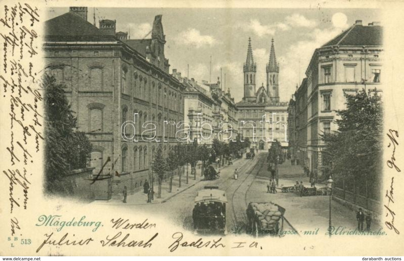 T2 1898 Magdeburg, Wilhelmstrasse Mit Ulrichskirche / Street View, Tram, Church - Unclassified