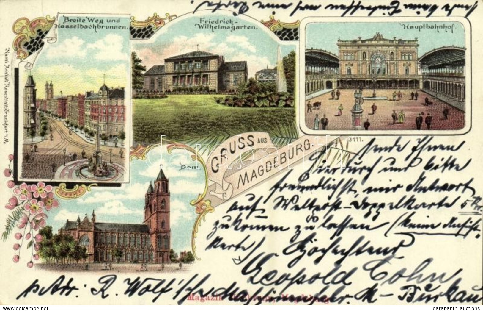 T2 1899 Magdeburg, Breite Weg Und Hasselbachbrunnen, Friedrich-Wilhelmsgarten, Hauptbahnhof, Dom / Street View, Park, Ra - Unclassified