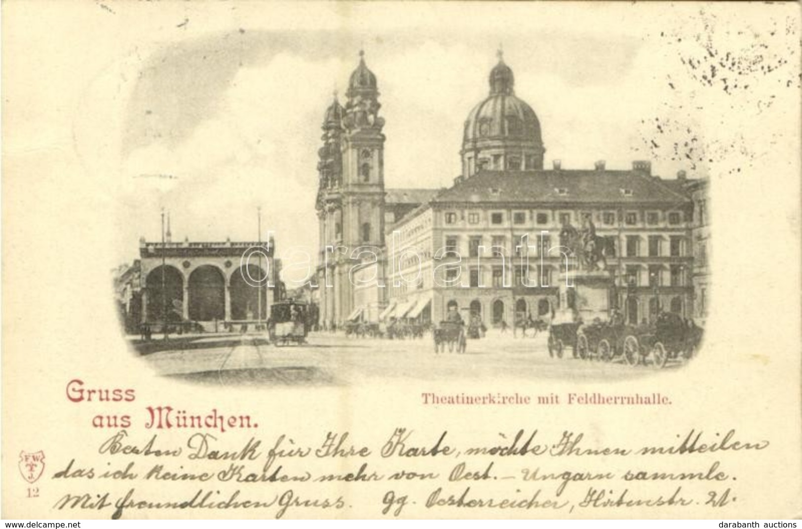 T2 1898 München, Theatinerkirche Mit Feldherrnhalle / Street View, Tram, Theatrine Church, Field Marshals' Hall - Unclassified