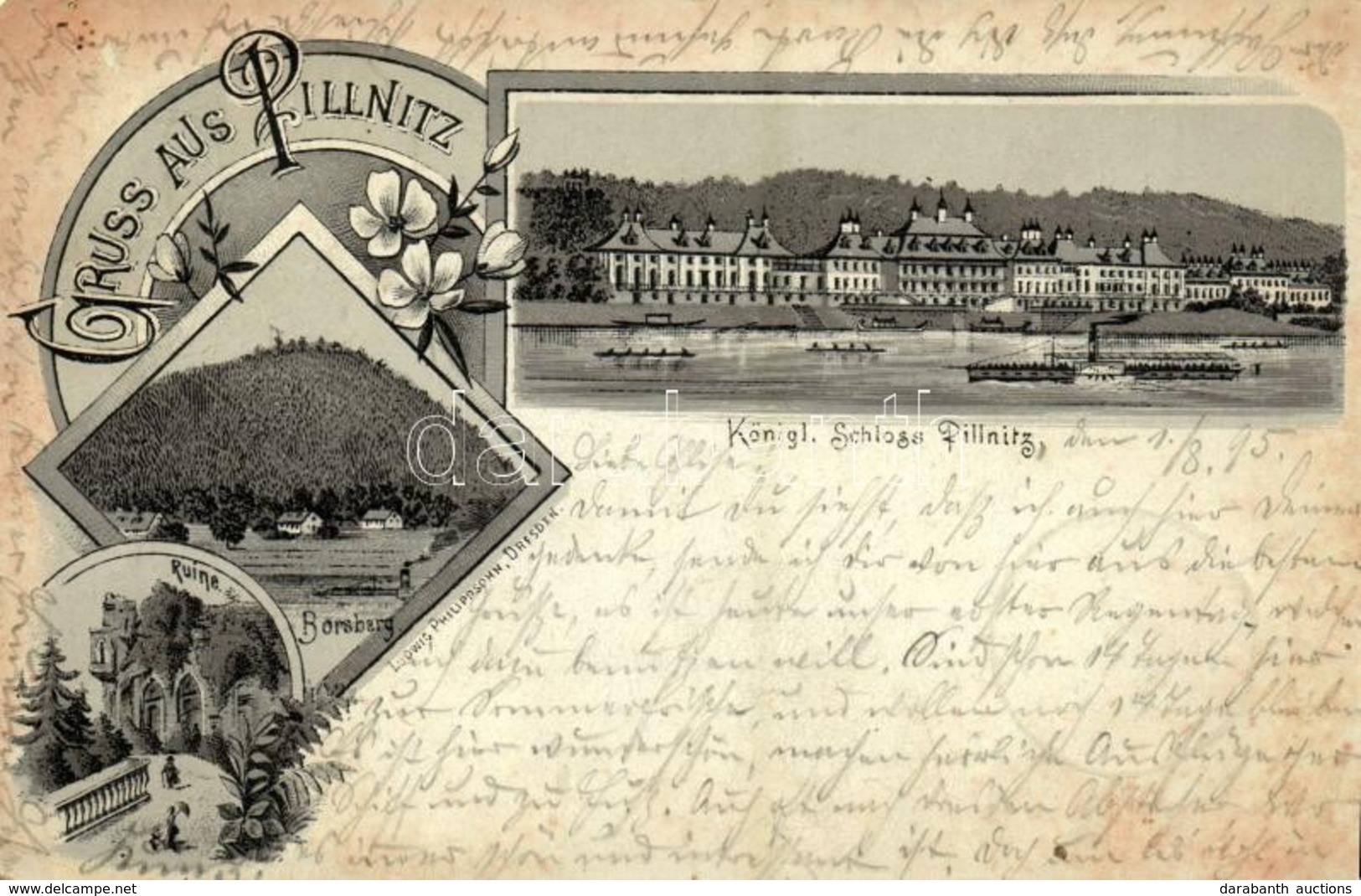 T2/T3 1895 (Vorläufer!!!) Pillnitz, Königl. Schloss, Borsberg, Ruine / Castle, Hill, Ruins. Ludwig Philippsohn Art Nouve - Ohne Zuordnung
