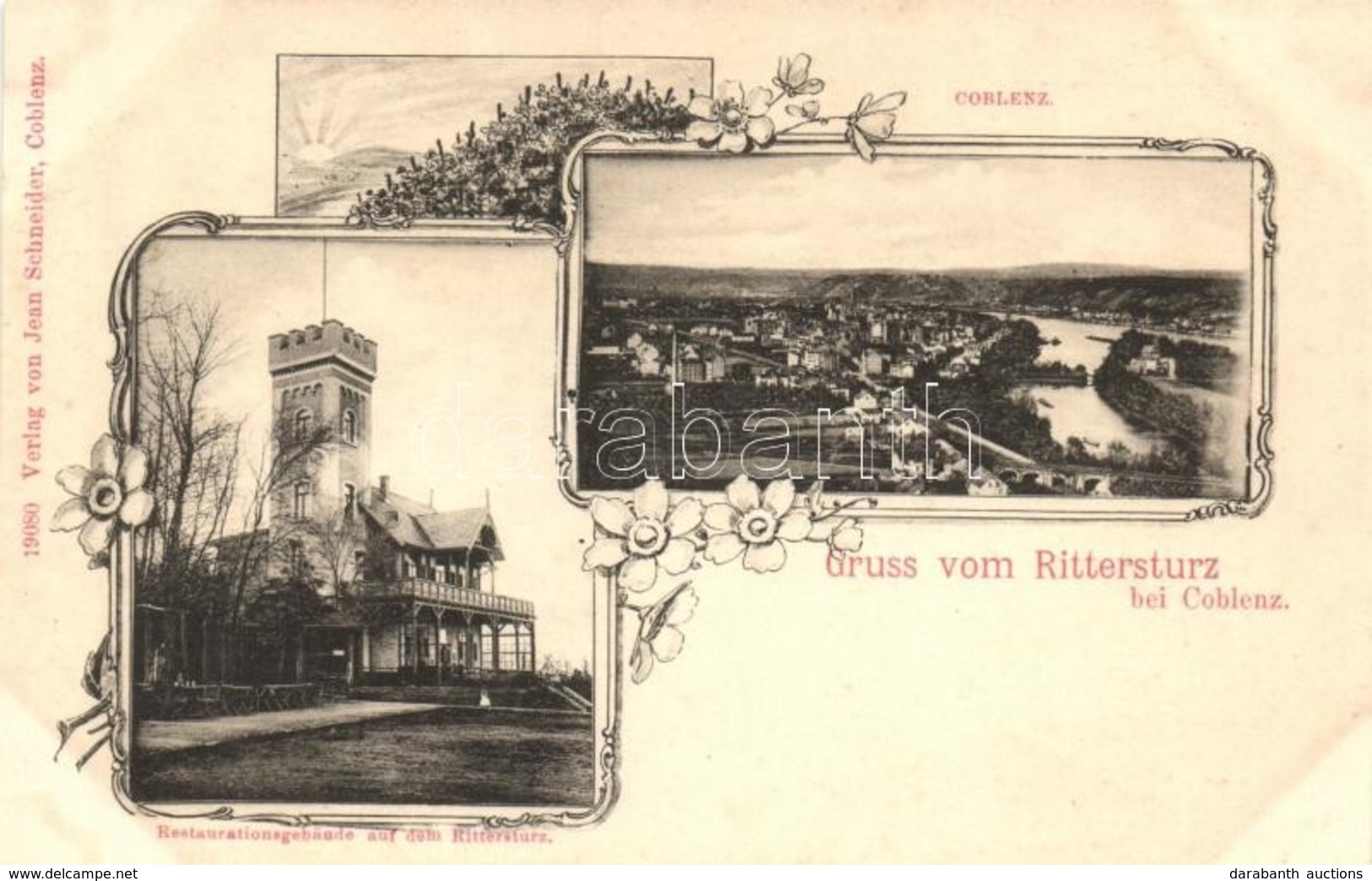 * T2/T3 Rittersturz Bei Coblenz, Restaurationsgebäude Auf Dem Rittersturz; Verlag Von Jean Schneider / Lookout Site, Res - Ohne Zuordnung