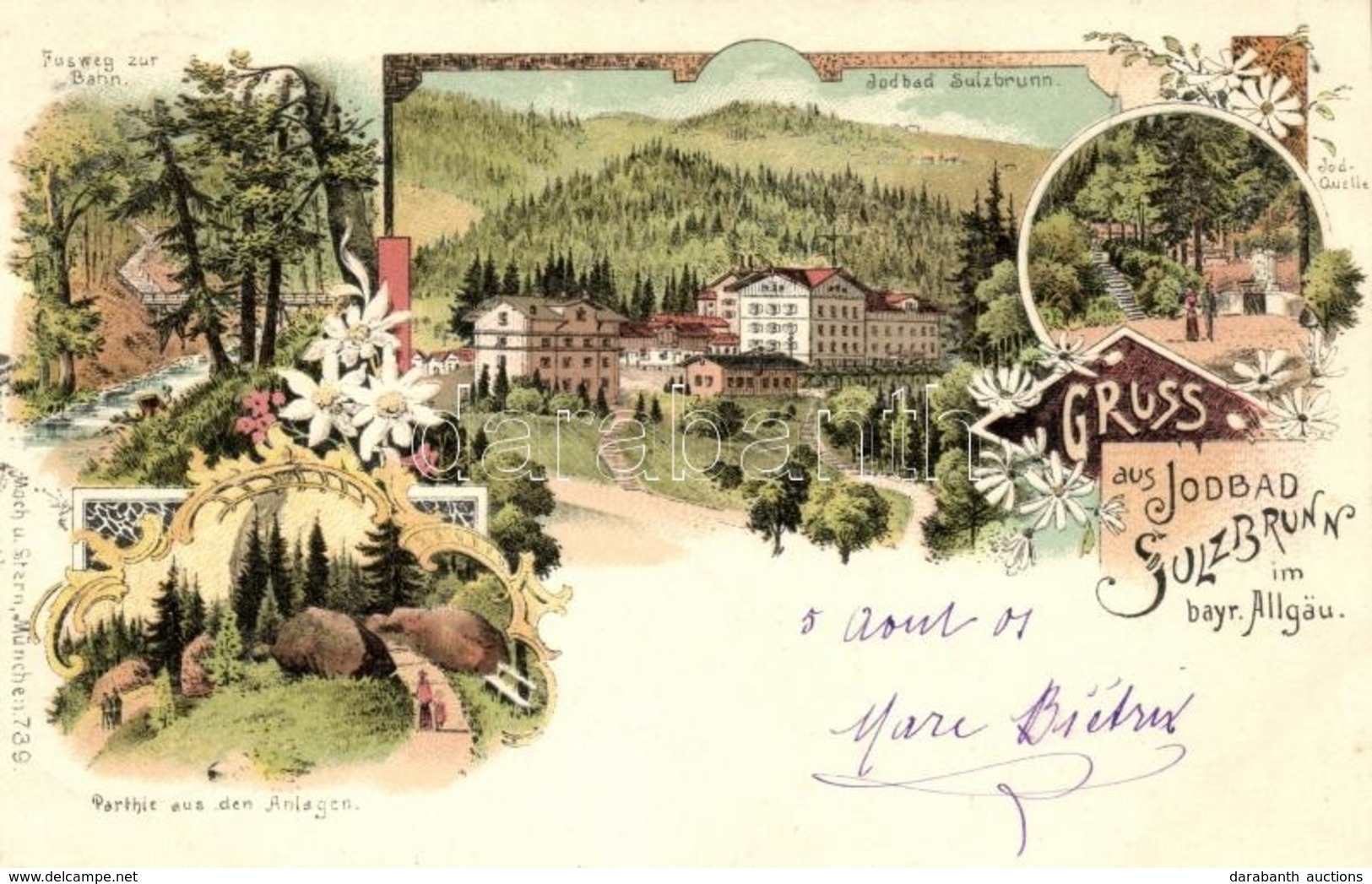 T2 Sulzbrunn Im Bayr. Allgau, Jodbad / Spa, Floral Litho - Ohne Zuordnung