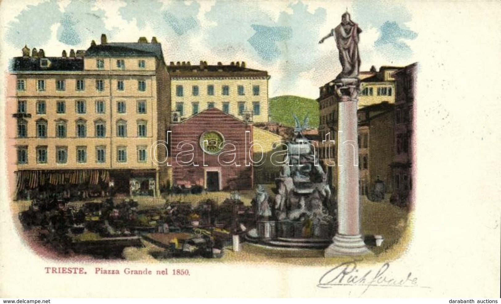 T2 1901 Trieste, Trieszt, Trst; Piazza Grande Nel 1850 / Square, Market Vendors - Other & Unclassified