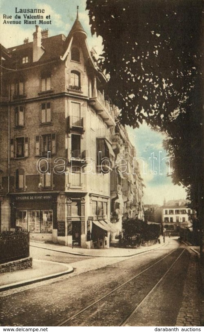 T2 1916 Lausanne, Rue Du Valentin Et Avenue Riant Mont, Epicerie De Riant Mont / Street, Grocery - Other & Unclassified