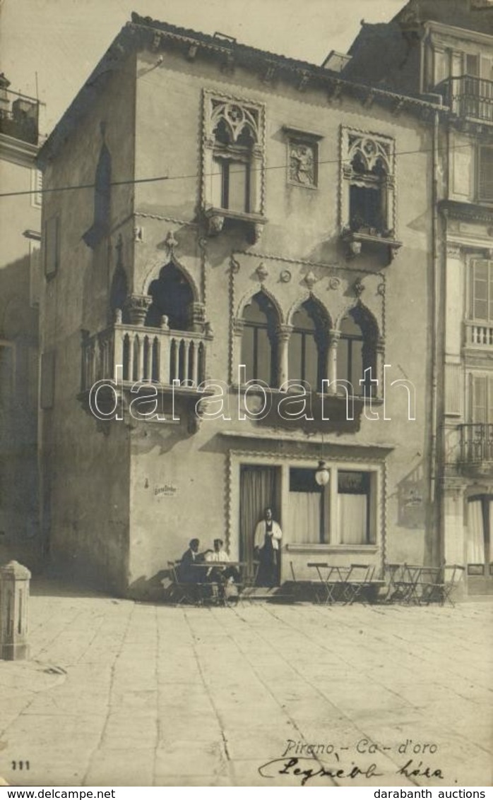 * T2 1914 Piran, Pirano; Ca D'oro, Piazza Tartini, Birra Dreher Trieste / Square, Beer Advertisement - Sonstige & Ohne Zuordnung