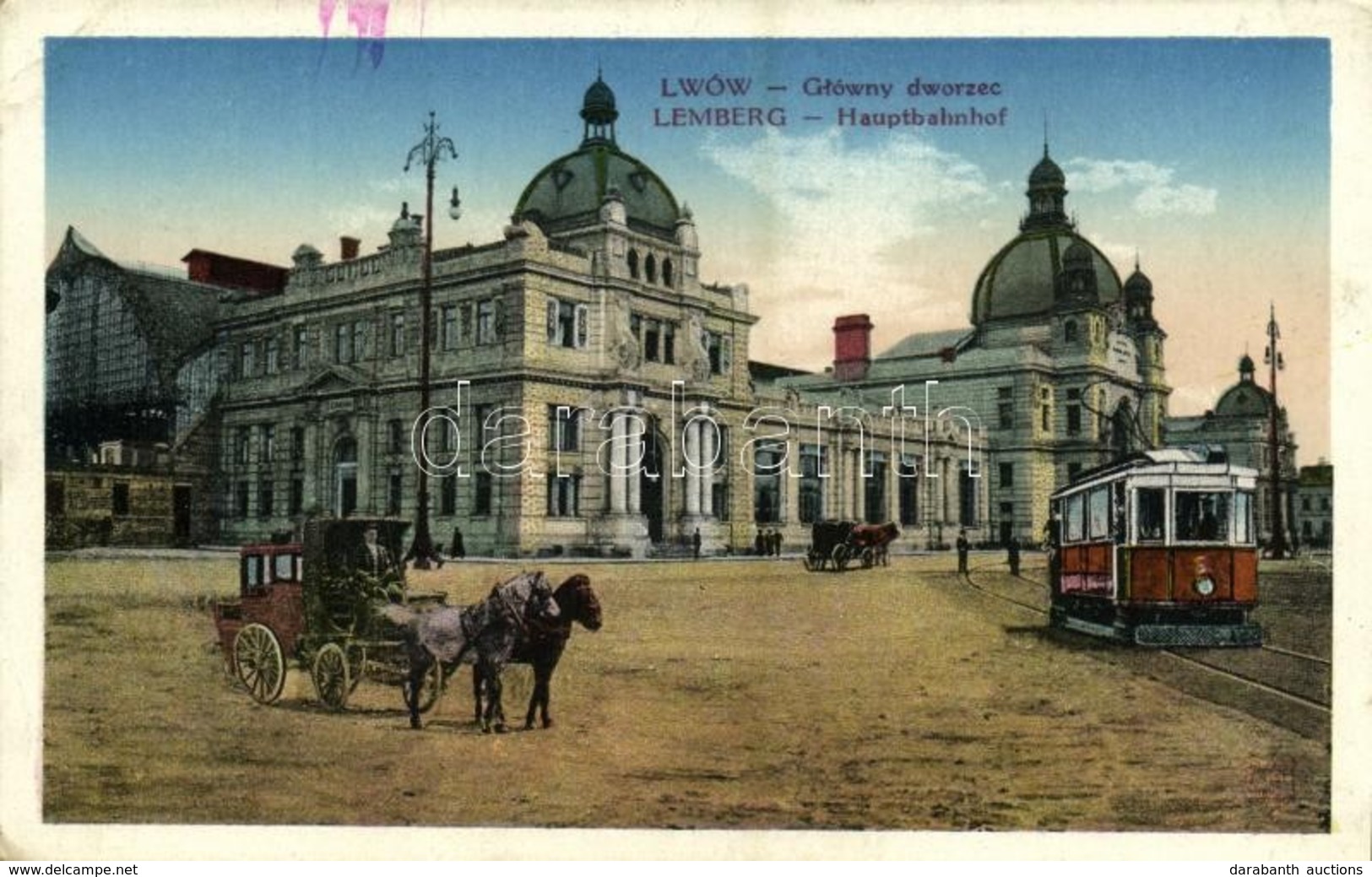 T2/T3 Lviv, Lwów, Lemberg; Glówny Dworzec / Hauptbahnhof / Railway Station, Tram, Horse Chariot  (EK) - Otros & Sin Clasificación