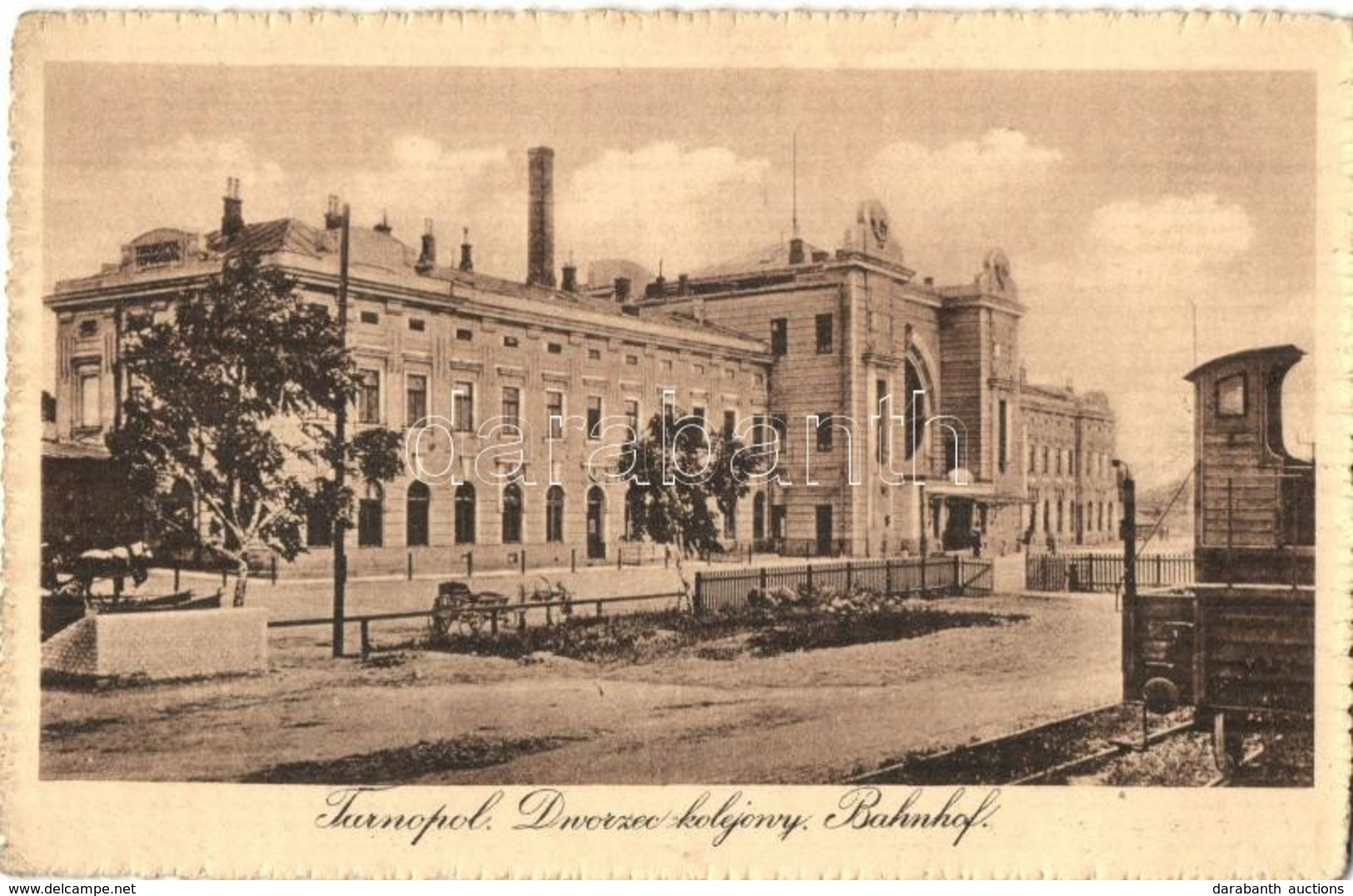 T2/T3 Ternopil, Tarnopol; Dworzec Kolejowy / Bahnhof / Railway Station + 1918 K.u.K. Etappenstationskommando (EK) - Other & Unclassified