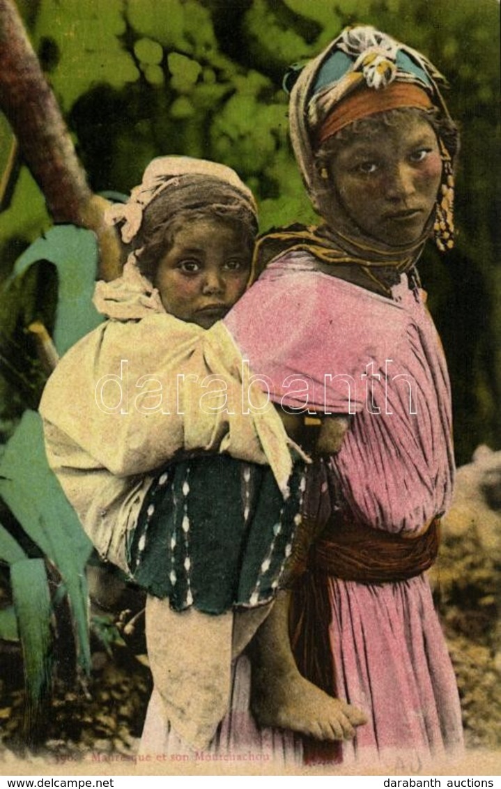 ** T1/T2 Mauresque Et Son Moutchachou / Moorish Woman With Her Child, Folklore - Sin Clasificación