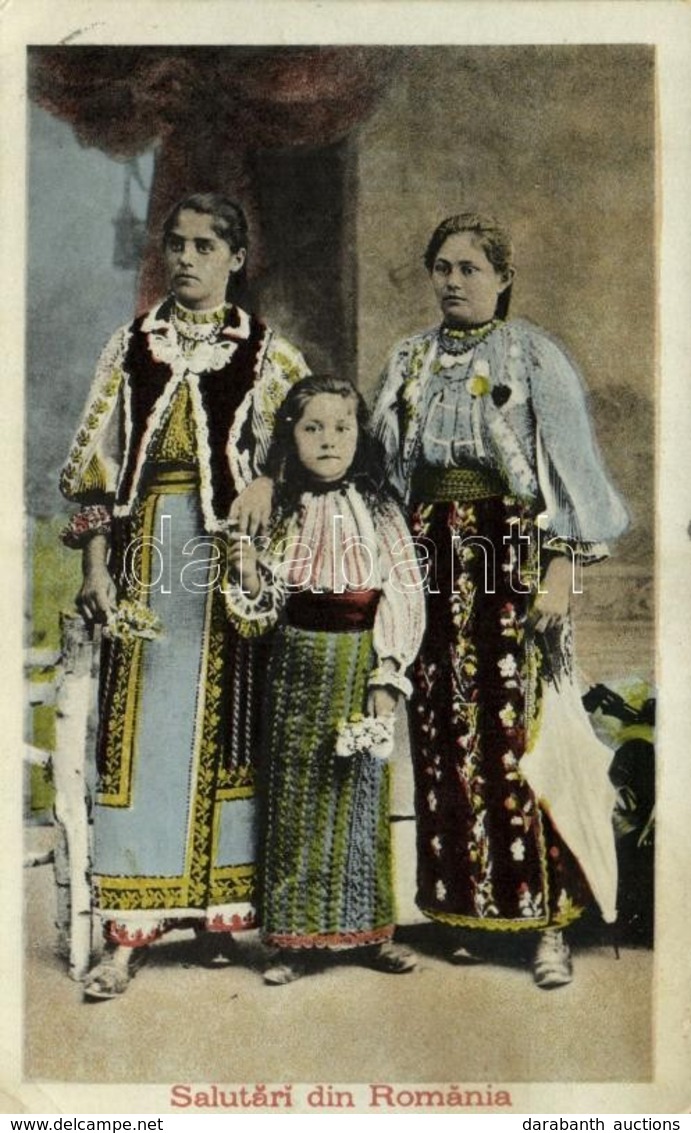 * T2/T3 1918 Salutari Din Romania / Women In Traditional Costumes, Romanian Folklore + 'Kriegsrohstoffstelle Brief-Stemp - Ohne Zuordnung