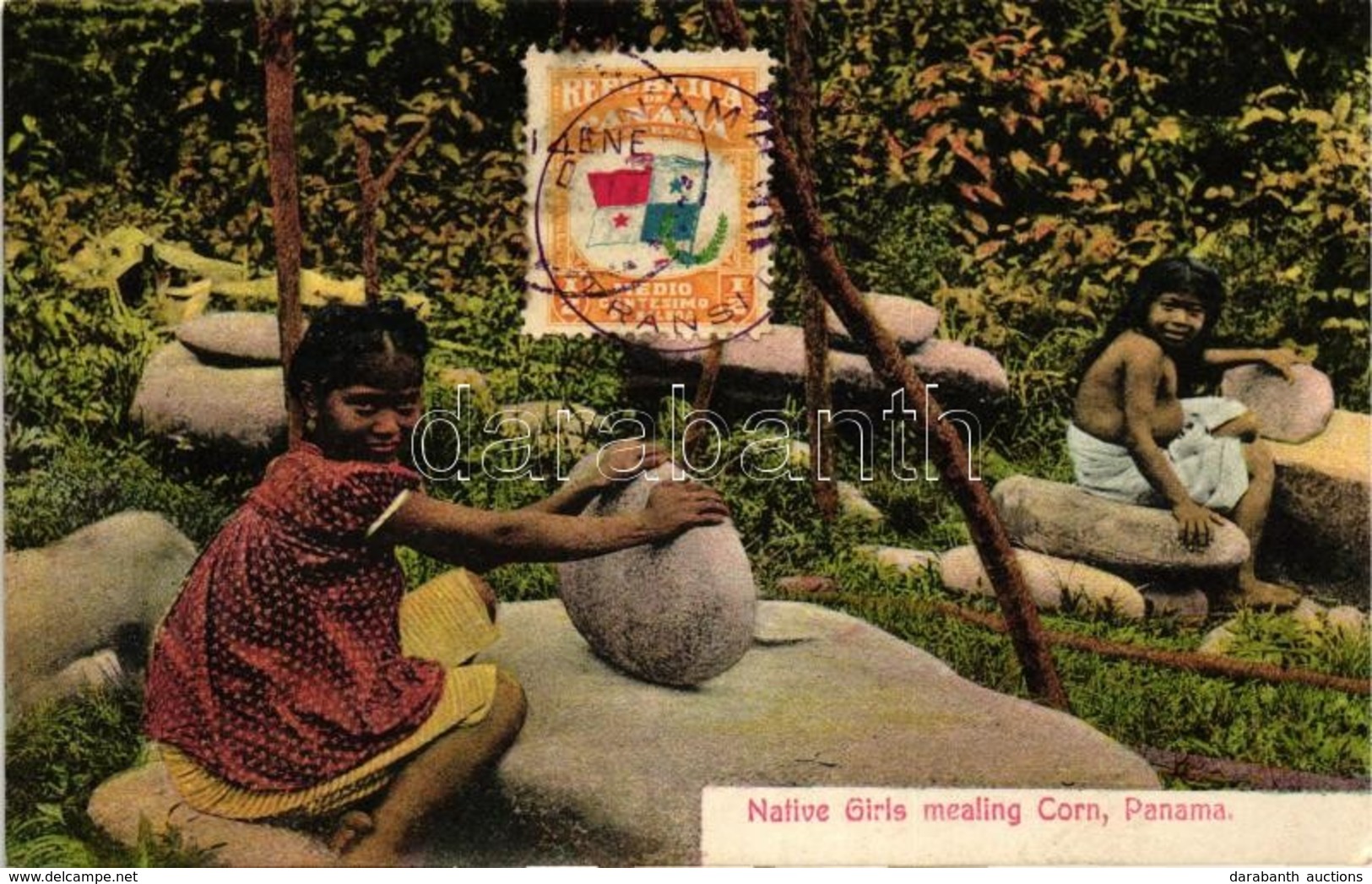* T1/T2 Native Girls Mealing Corn, Panama; Folklore - Sin Clasificación