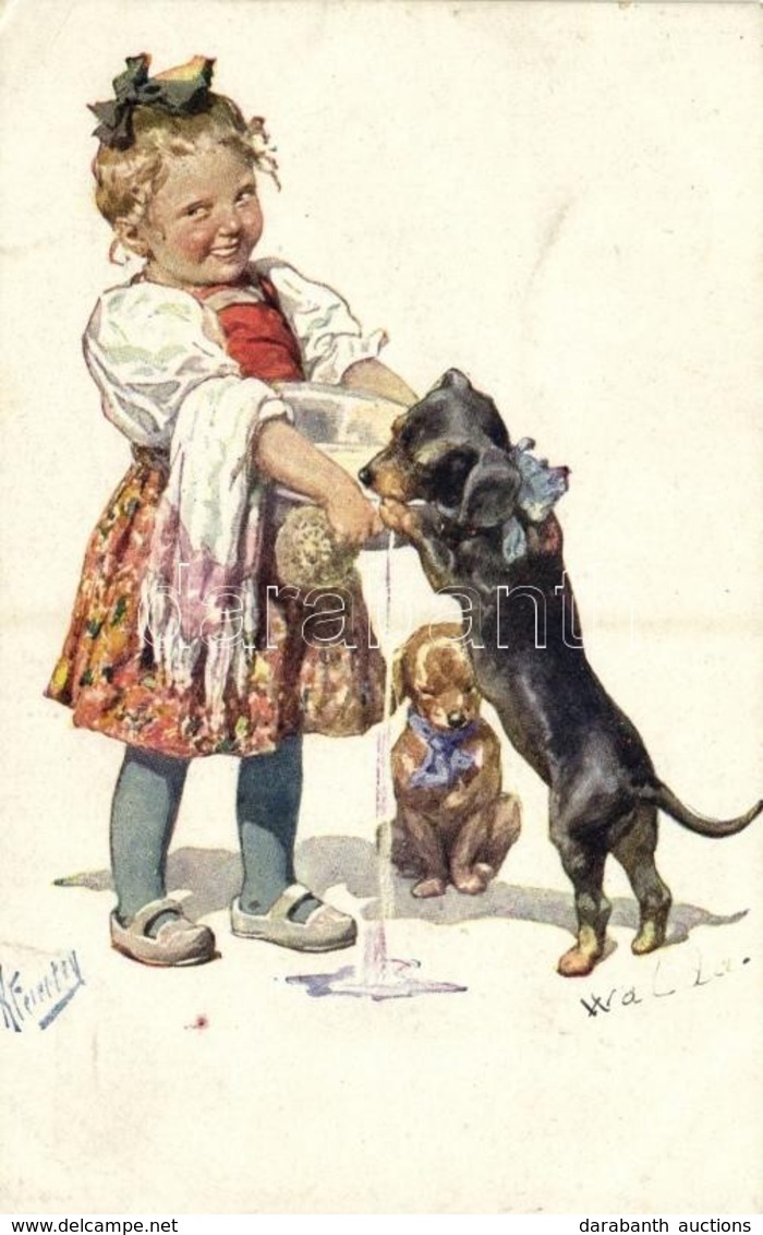 T2 1931 Girl With Dogs, B.K.W.I. 828-2 S: K. Feiertag - Unclassified