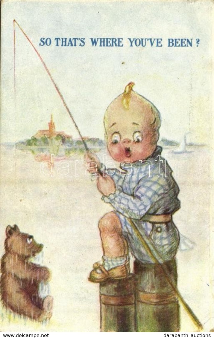 * T2/T3 1929 'So That's Where You've Been?', Child With Fishing Rod, Teddy Bear, Humour (EK) - Unclassified