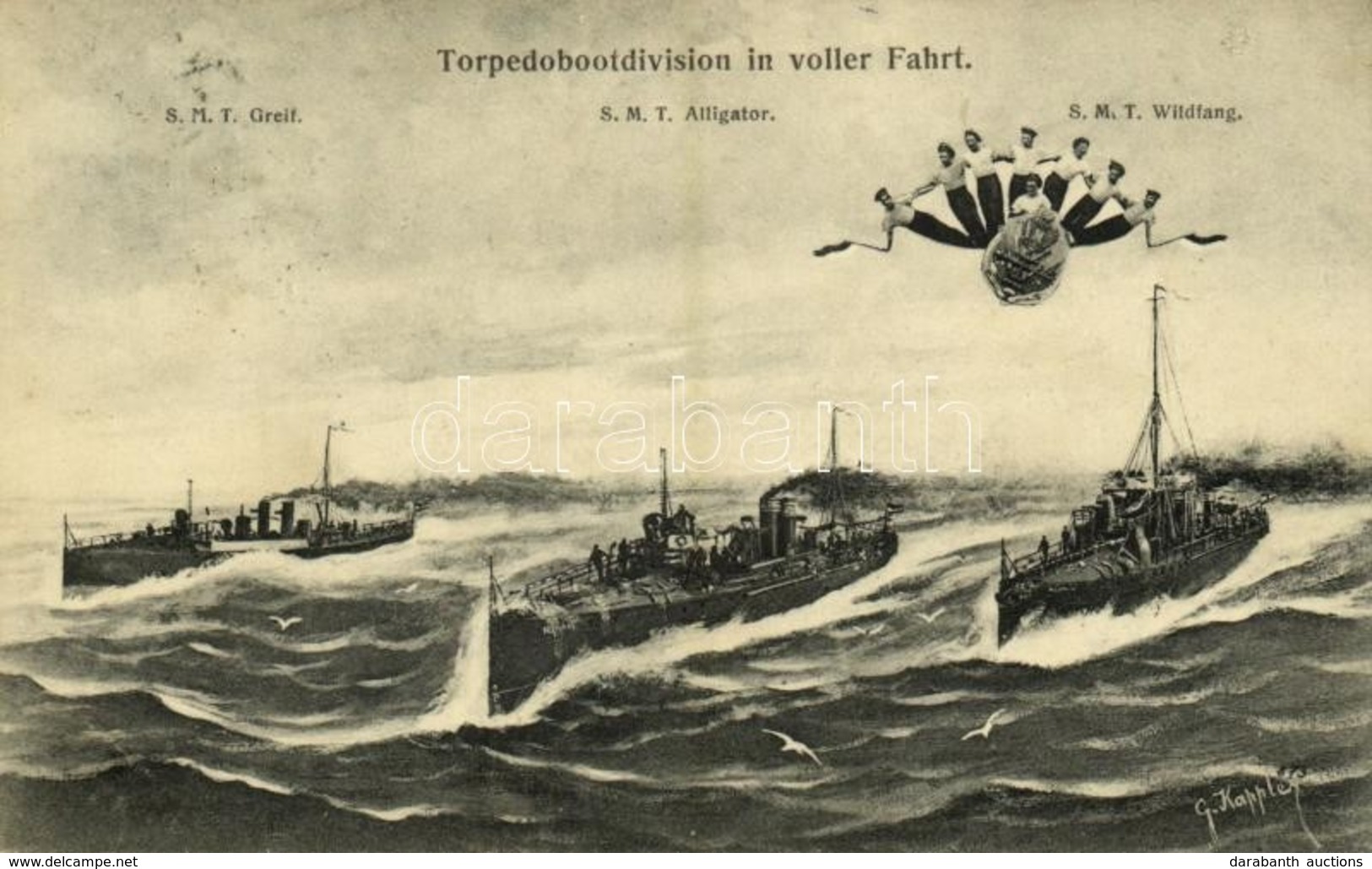 T2/T3 Torpedobootdivision In Voller Fahrt / SMS Greif, SMS Alligator, I. Osztályú Torpedónaszádok, SMS Wildfang Huszár-t - Unclassified