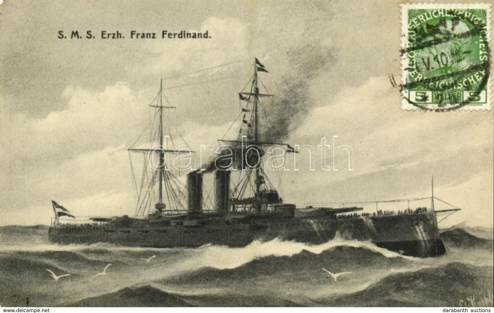 T3/T4 1910 SMS Erzherzog Franz Ferdinand Az Osztrák-Magyar Haditengerészet Radetzky-osztályú Csatahajója / WWI Austro-Hu - Unclassified
