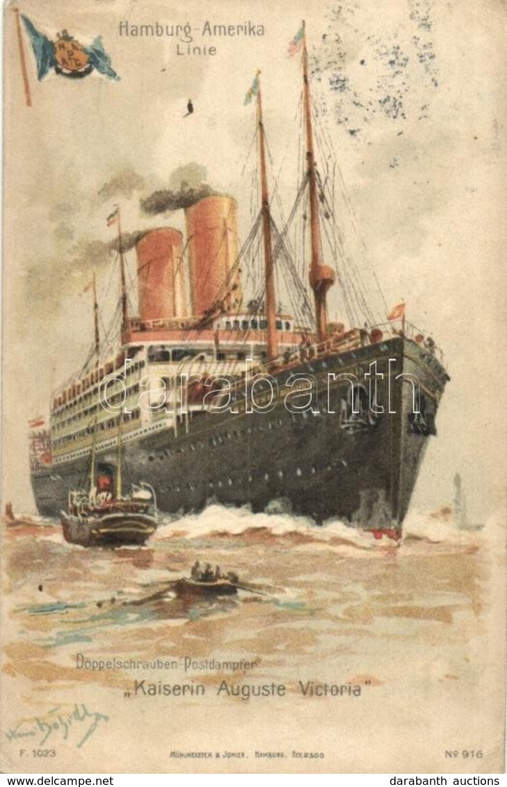 T2/T3 Doppelschrauben-Postdampfer Kaiserin Auguste Victoria. Hamburg-Amerika Linie. Mühlmeister & Johler No. 916. Litho  - Unclassified