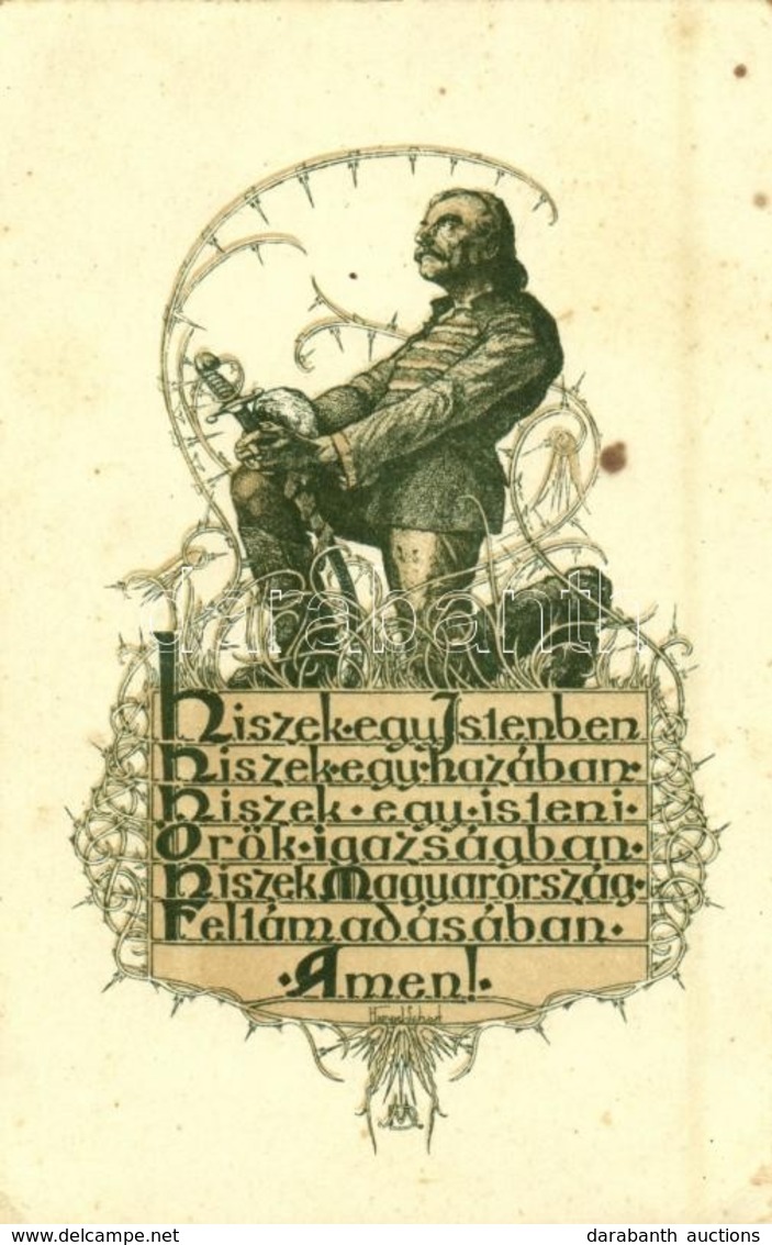 ** T2/T3 Magyar Hiszekegy. Turistaság és Alpinizmus Kiadása / Hungarian Irredenta Art Postcard S: Hampel-Scharf  (EK) - Unclassified