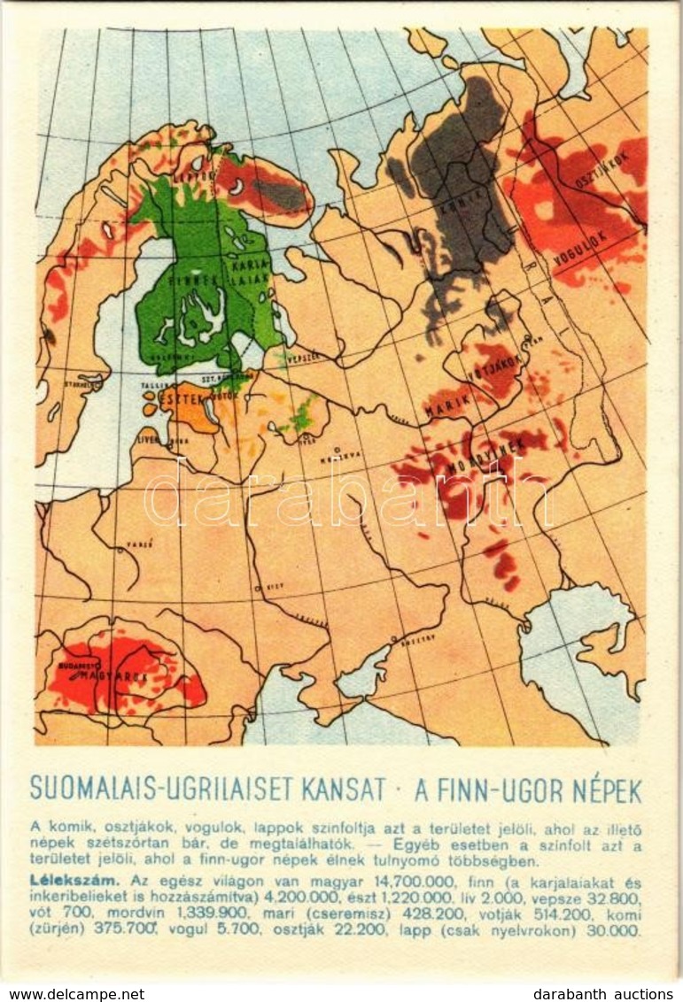 ** T1 A Finnugor Népek; A Sugurahvaste Instituut (Rokonnépek Intézete) Kiadása / Suomalais-Ugrilaiset Kansat / Finno-Ugr - Ohne Zuordnung