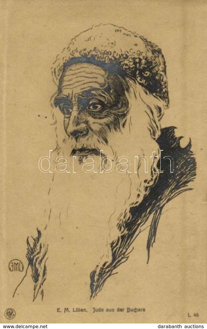** T3 Jude Aus Der Buchara / Jewish Man. Judaica Art Postcard. N.P.G. L. 45. S: E.M. Lilien (fa) - Unclassified