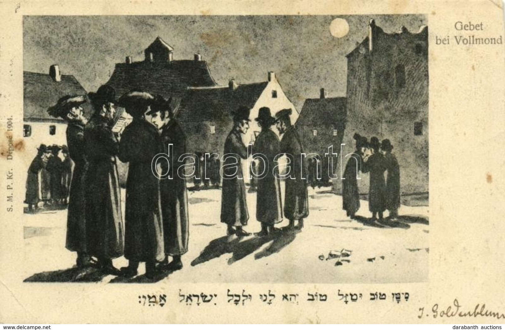 * T4 Gebet Bei Vollmond. S. M. P. Kr. Déposé 1904. / Judaica Art Postcard (vágott / Cut) - Ohne Zuordnung