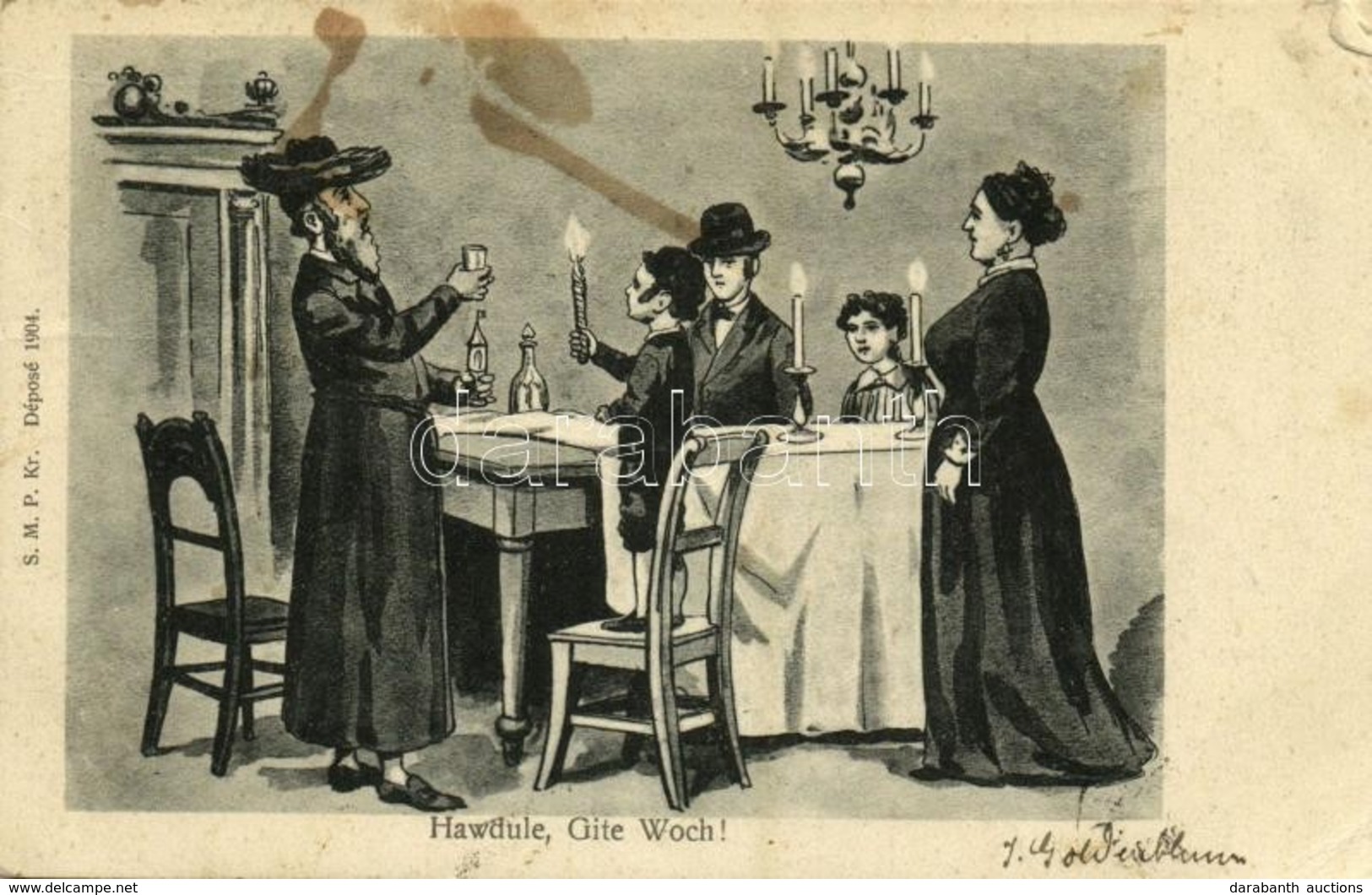 * T3 Hawdule, Gite Woch! S. M. P. Kr. Déposé 1904. /  Judaica Art Postcard (Rb) - Ohne Zuordnung