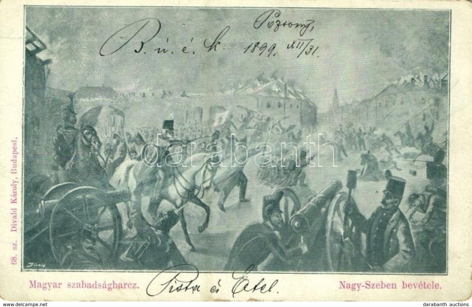 T2/T3 1899 Magyar Szabadságharc. Nagy-Szeben Bevétele. Divald Károly 68. Sz. / Hungarian Revolution Of 1848 (EK) - Unclassified