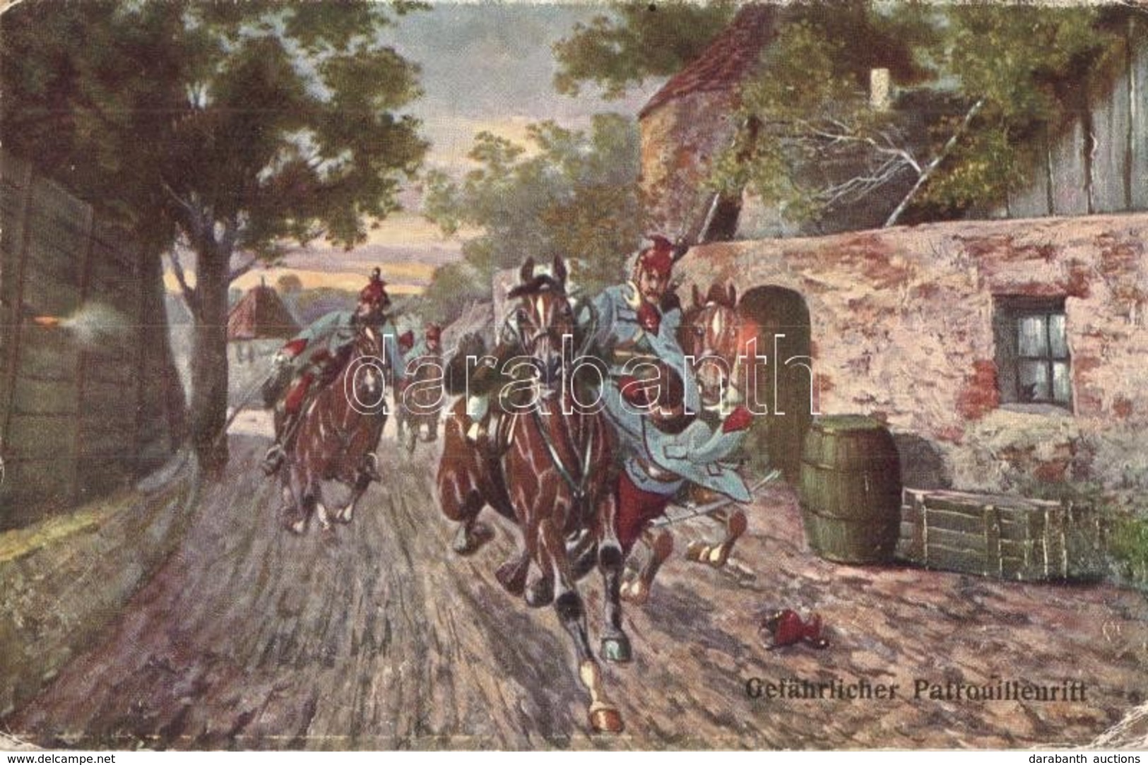 T2/T3 'Gefährlicher Patrouillenritt' / Patroling Hussars, Art Postcard (EK) - Ohne Zuordnung