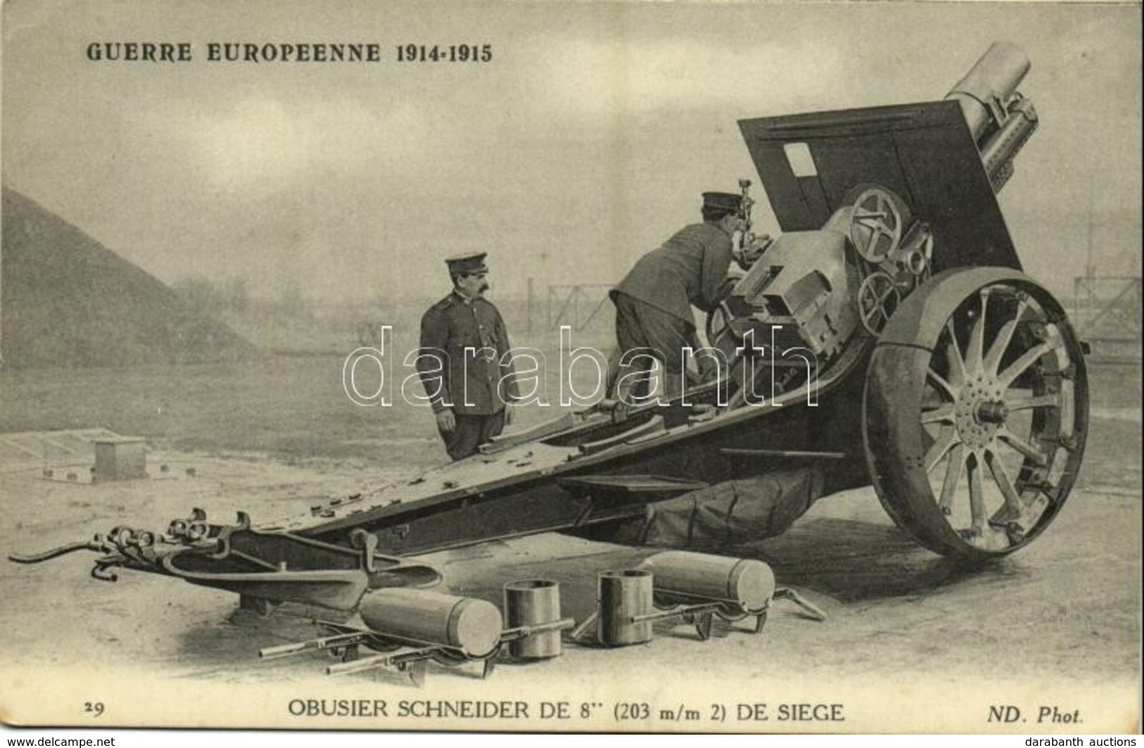 * T1/T2 1915 Guerre Europeenne, Obusier Schneider De 8' De Siege / WWI French Military, 203 Mm Schneider Howitzer - Unclassified