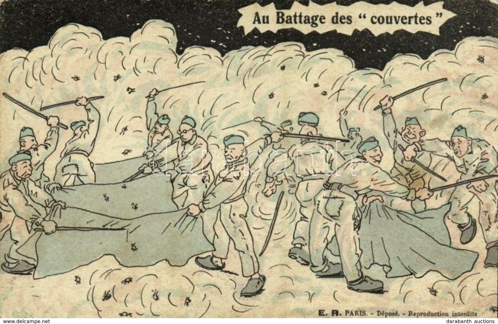 ** T2 Au Battage Des 'couvertes' / Soldiers Beating The Covers, Military Humour - Ohne Zuordnung