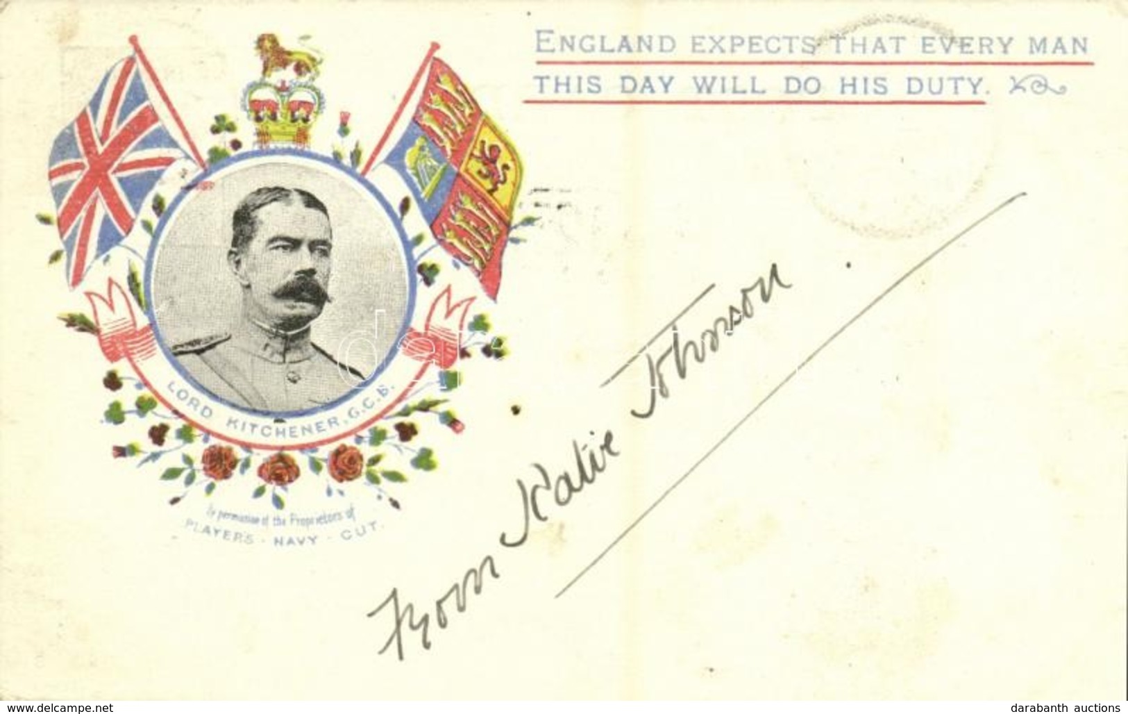 T2 1900 Lord Kitchener, G.C.B., 'England Expects That Every Man This Day Will Do His Duty', Flags, Floral - Ohne Zuordnung