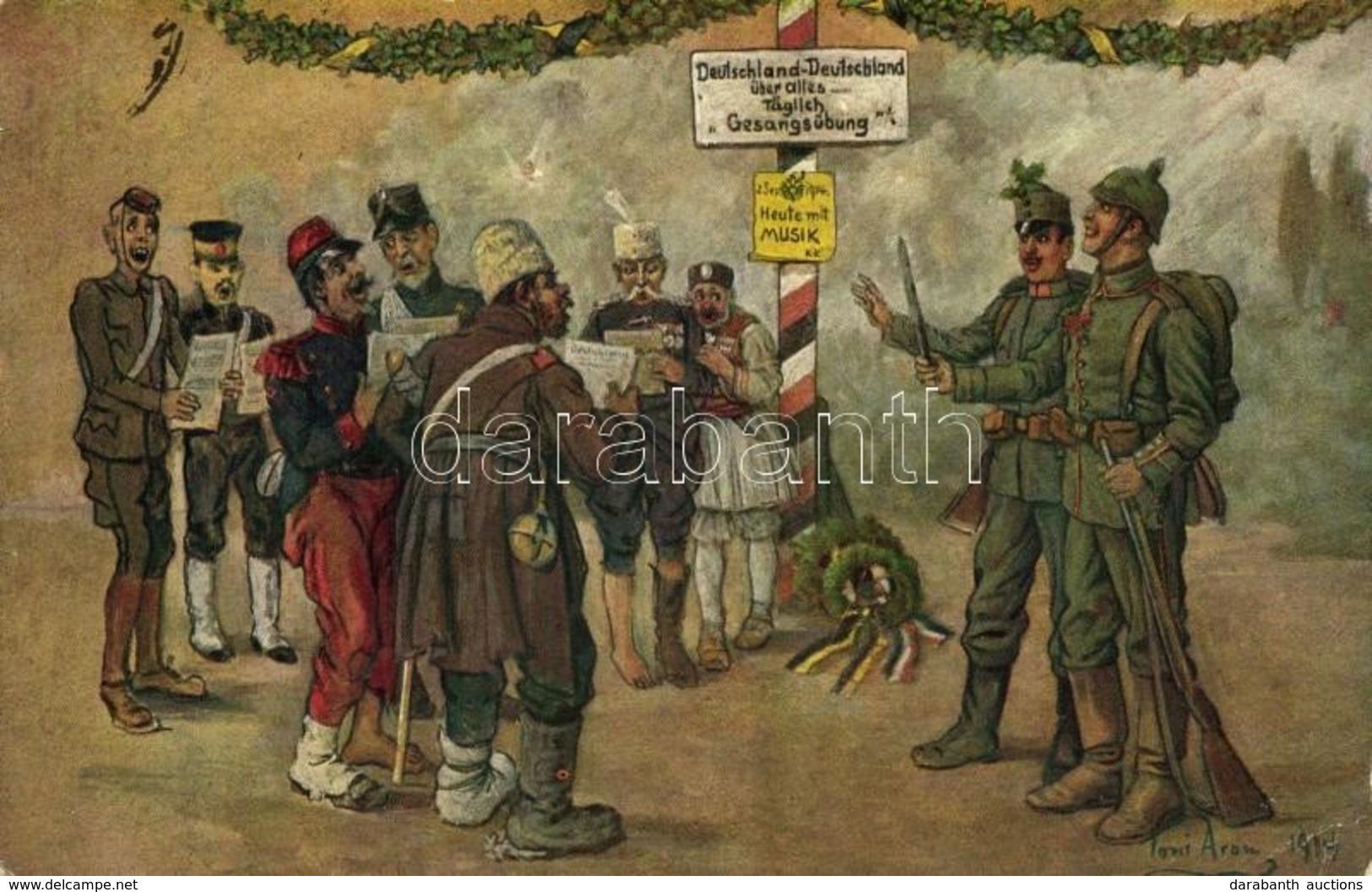 T2 1915 Deutschland, Deutschland über Alles - Täglich Gesangsübung / WWI German Military Porpaganda Art Postcard S: Toni - Unclassified