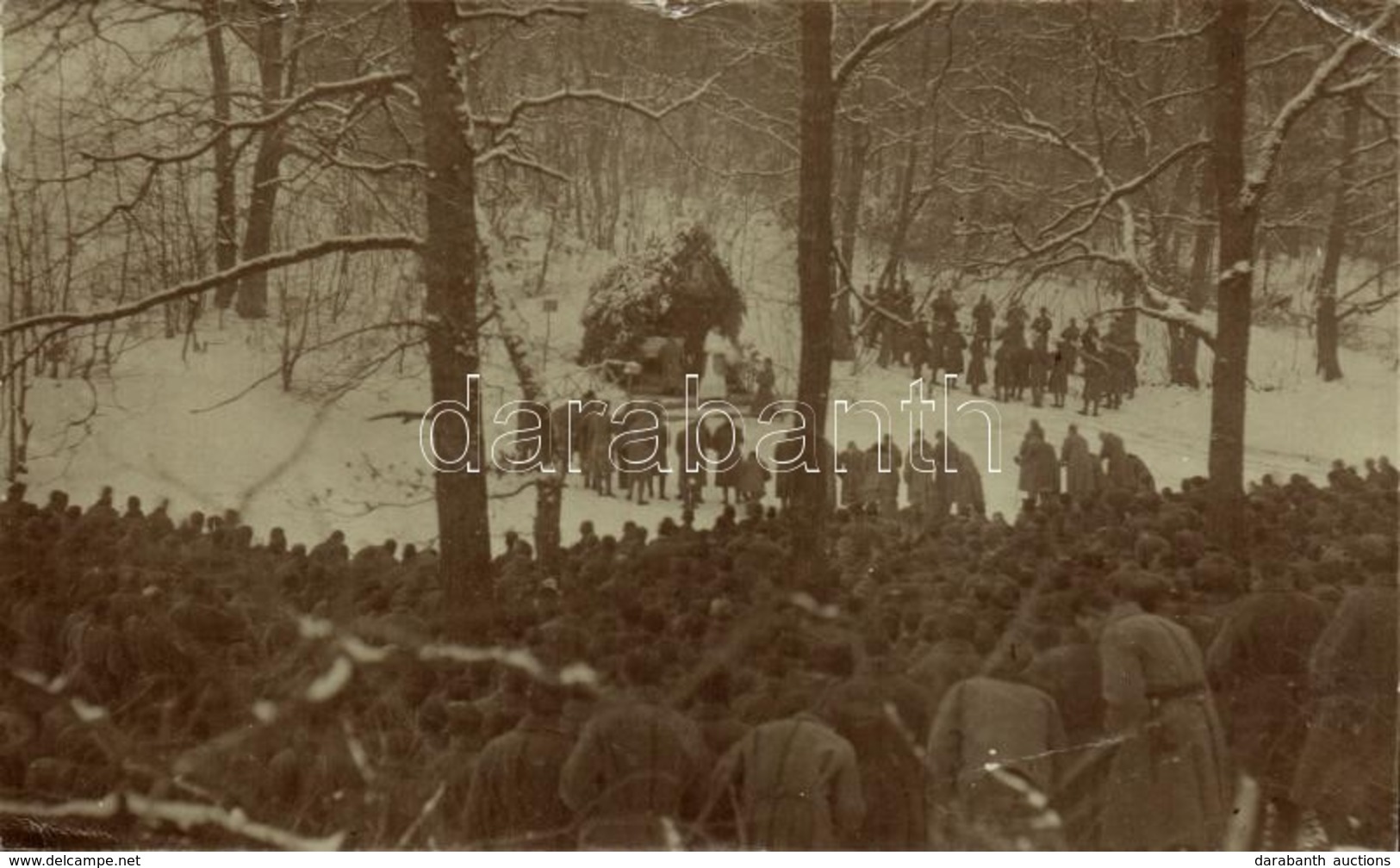 T2/T3 1916 Tábori Mise Pappal és Zenekarral Télen / WWI Austro-Hungarian K.u.K. Military, Field Mass With Priest And Mus - Unclassified