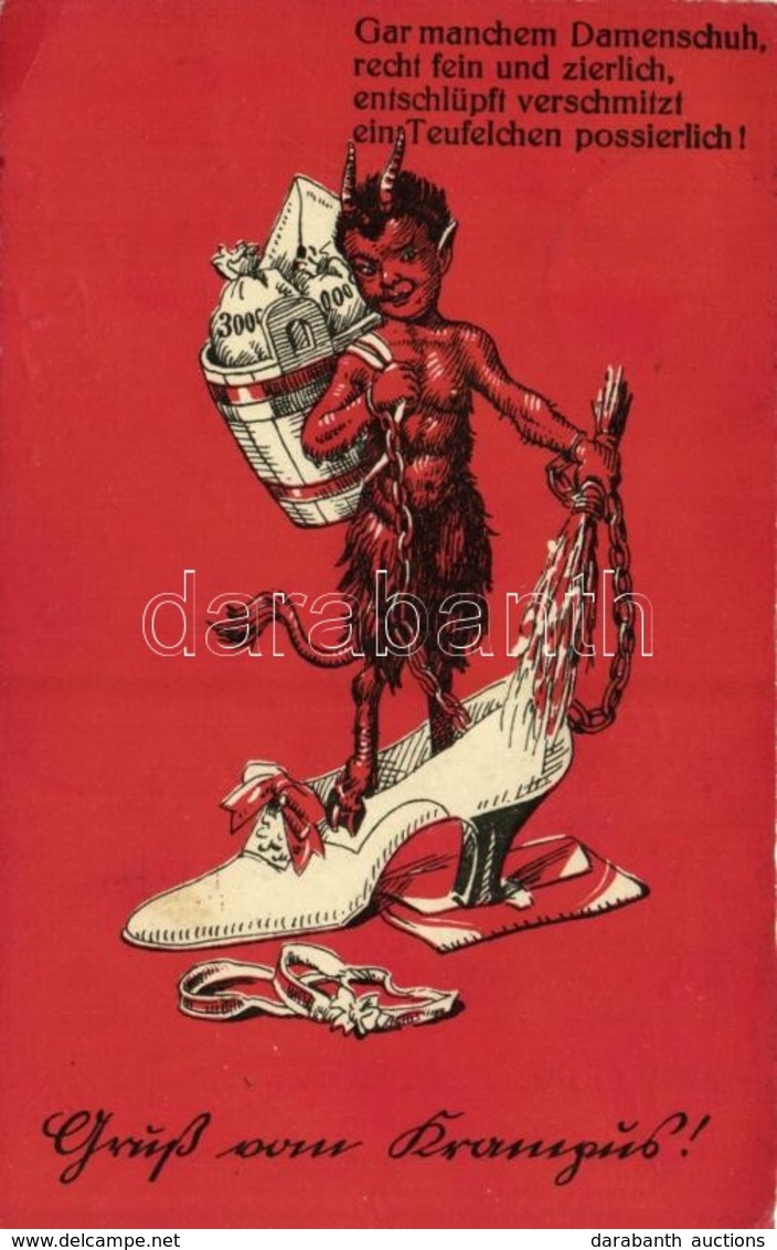 T2/T3 Grüss Vom Krampus / Krampus Greeting Art Postcard With High Heels  (EK) - Ohne Zuordnung