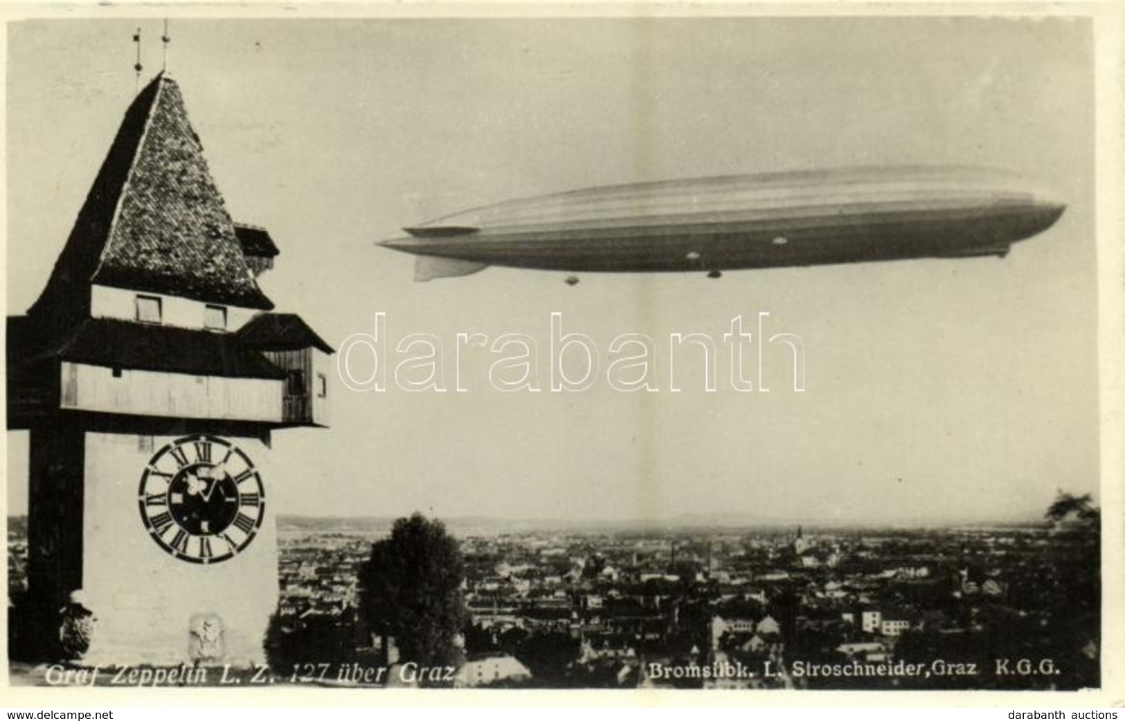 ** T1 Graf Zeppelin L.Z. 127 über Graz / Airship, Clock Tower - Ohne Zuordnung