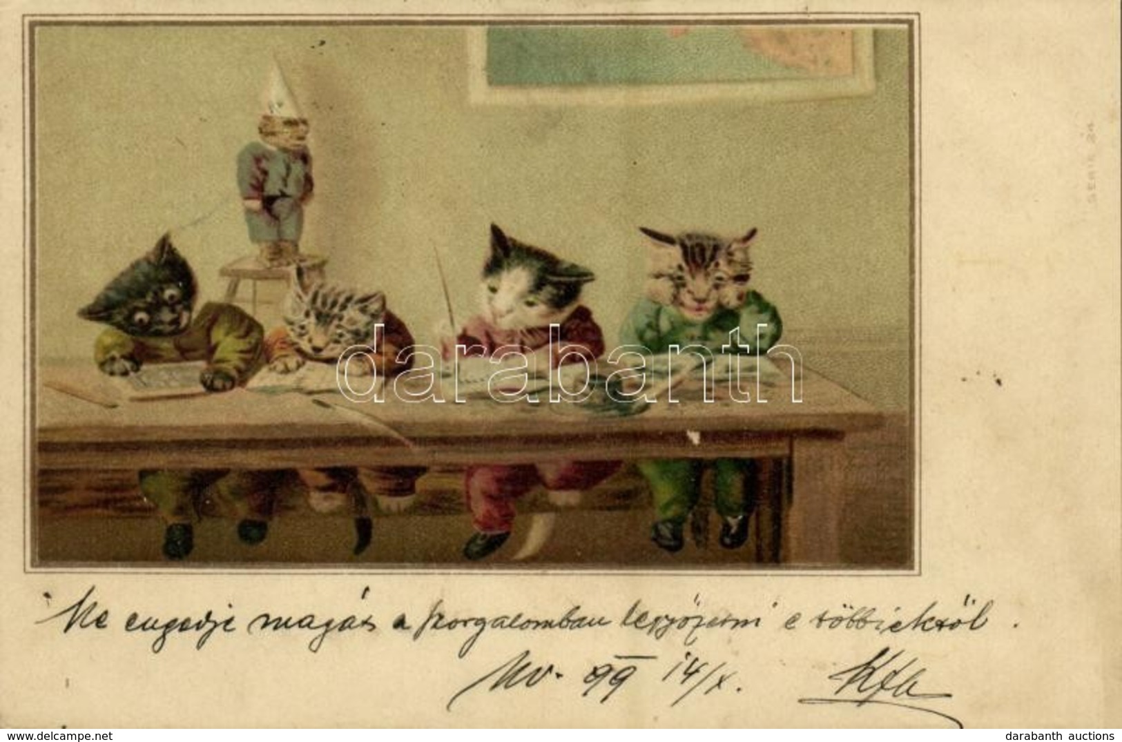 * T2 1899 Cat School. Litho - Ohne Zuordnung