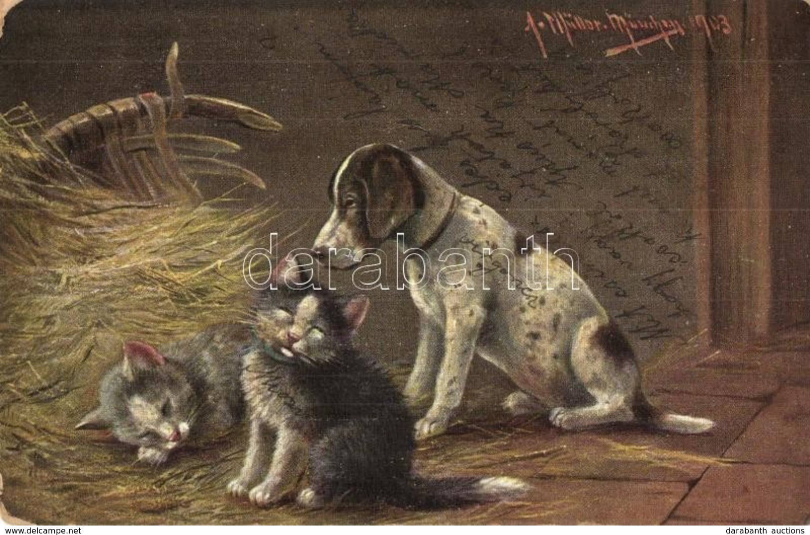 T3 Cats With Dog, C.B.St. No. 9303. S: A. Müller  (fl) - Unclassified