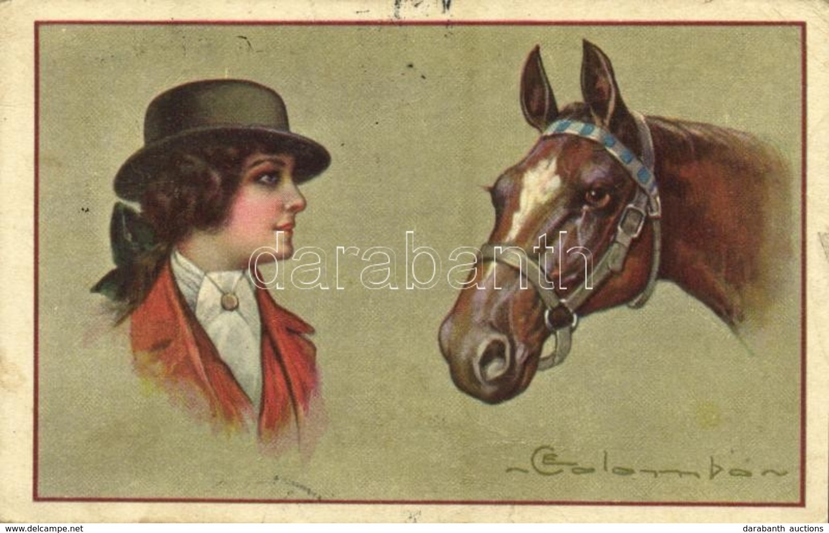 T3 Italian Art Postcard: Lady With Horse. G.M.A 1676-3. S: Colombo (fa) - Unclassified