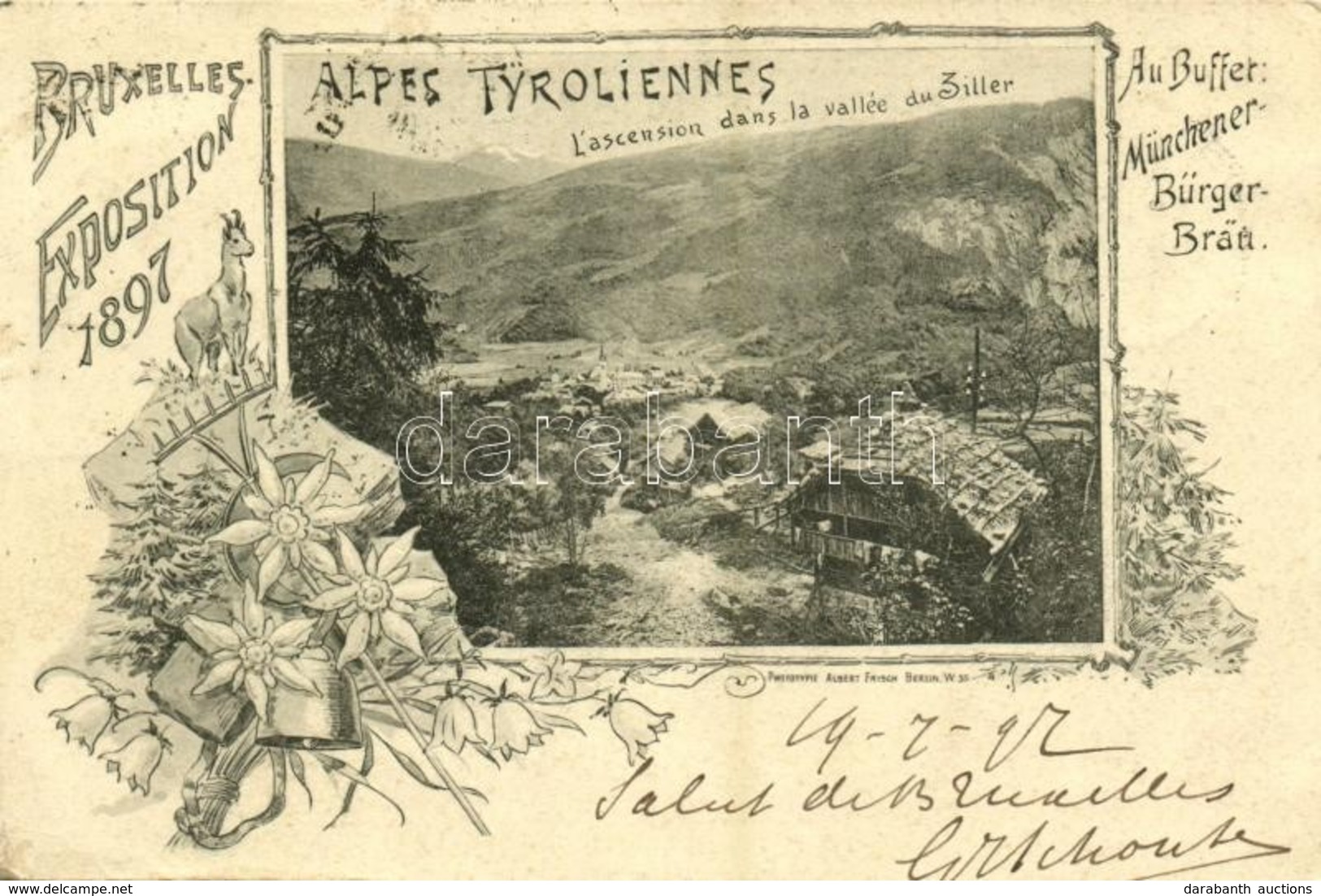 T2 1897 Bruxelles Exposition, Alpes Tyroliennes, L'ascension Dans La Vallée Du Ziller, Au Buffet Münchener Bürger-Brau / - Ohne Zuordnung