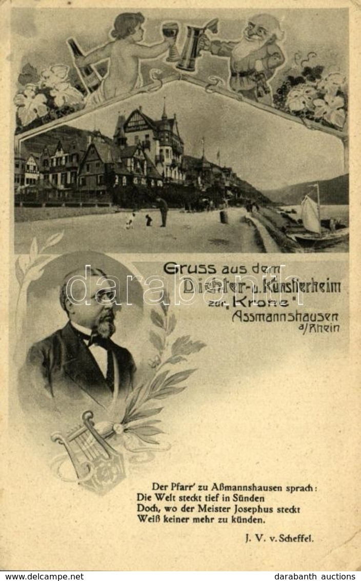 * T2/T3 Dichter- U. Künstlerheim Zur 'Krone' Assmanshausen (Rüdesheim Am Rhein), Joseph Victor Von Scheffel / Hotel And  - Ohne Zuordnung