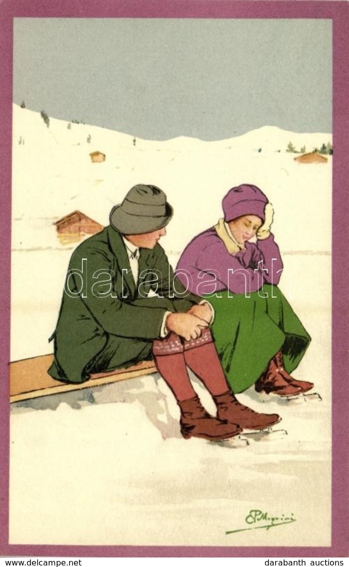 ** T1 Winter Sport Art Postcard. Ice Skating. Vouga & Cie No. 114. Litho S: Pellegrini - Ohne Zuordnung