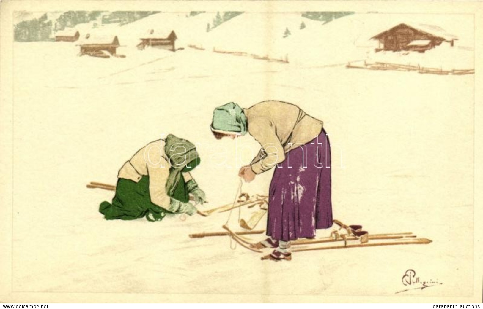 ** T1 Winter Sport Art Postcard. Skiing. Vouga & Cie No. 120. Litho S: Pellegrini - Unclassified