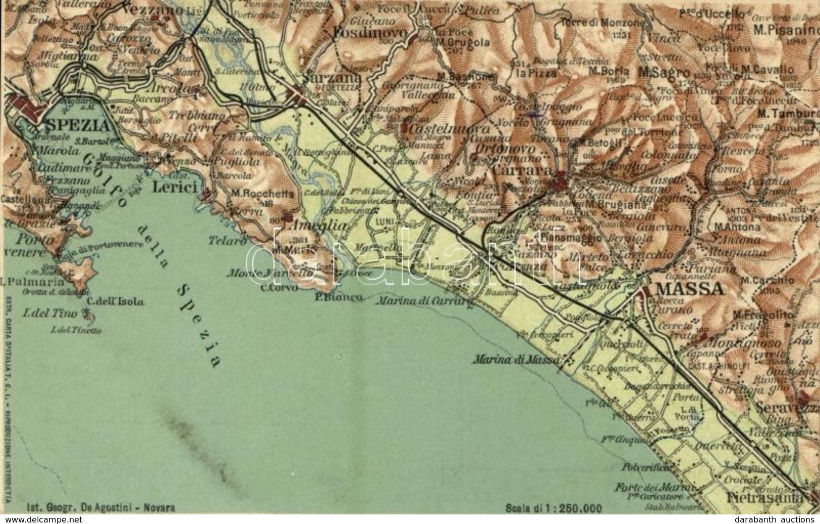 ** T1 Coastal Area Of The Provinces Of La Spezia And Massa-Carrara (Italy), Scale Of 1 : 250000 - Unclassified