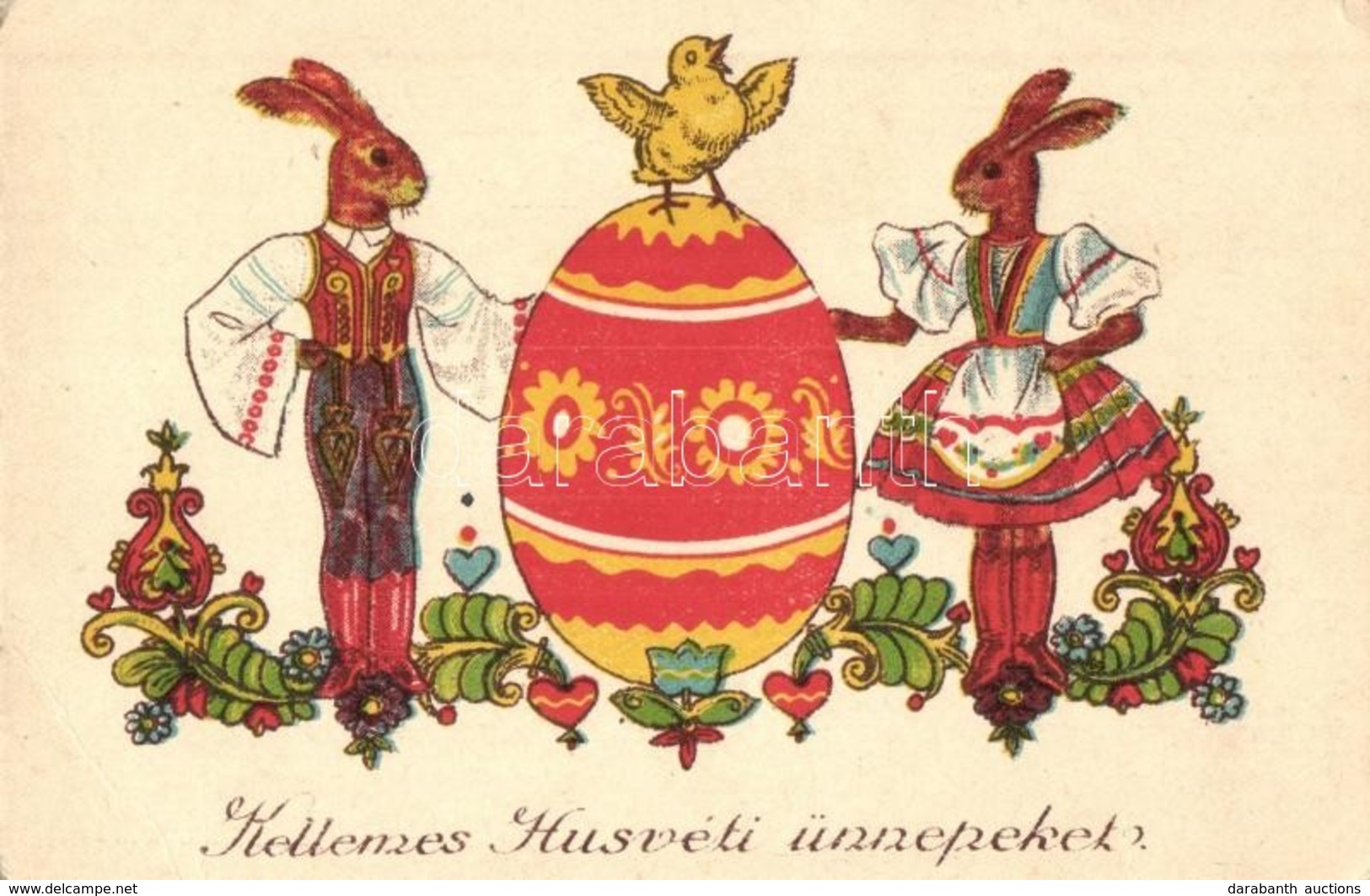 ** T2/T3 Easter, Rabbits In Hungarian Folklore Costumes (EB) - Ohne Zuordnung