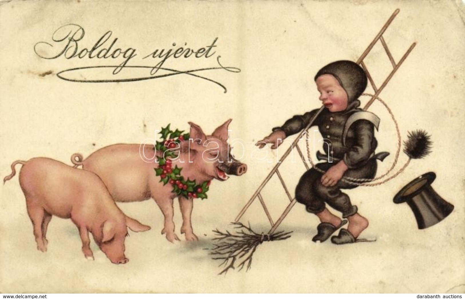* T4 Boldog Újévet! / New Year Greeting, Chimney Sweeper With Pigs (EM) - Sin Clasificación