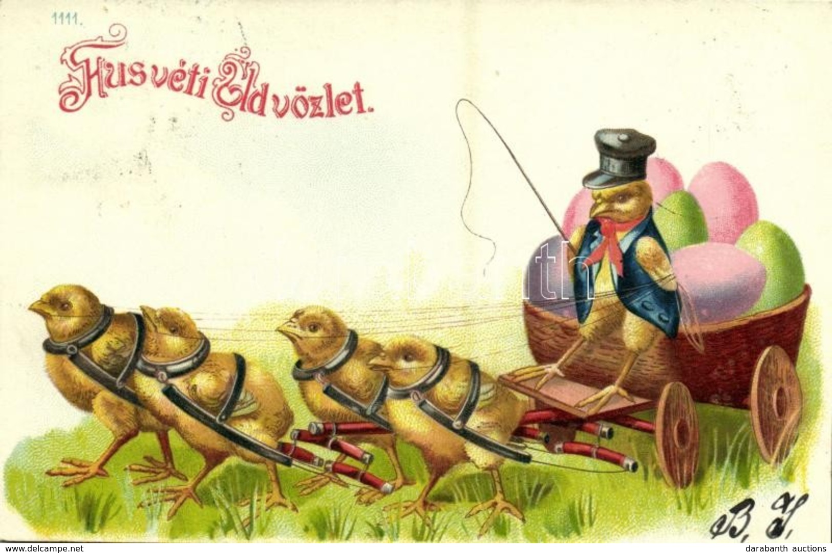 T2 1900 Húsvéti Üdvözlet! / Easter Greeting, Chicken, Litho - Sin Clasificación