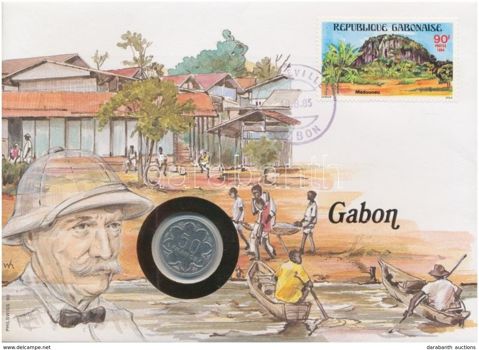 Gabon 1984. 50Fr Felbélyegzett Borítékban, Bélyegzéssel, Német Nyelvű Leírással T:1 
Gabon 1984. 50 Francs In Envelope W - Ohne Zuordnung