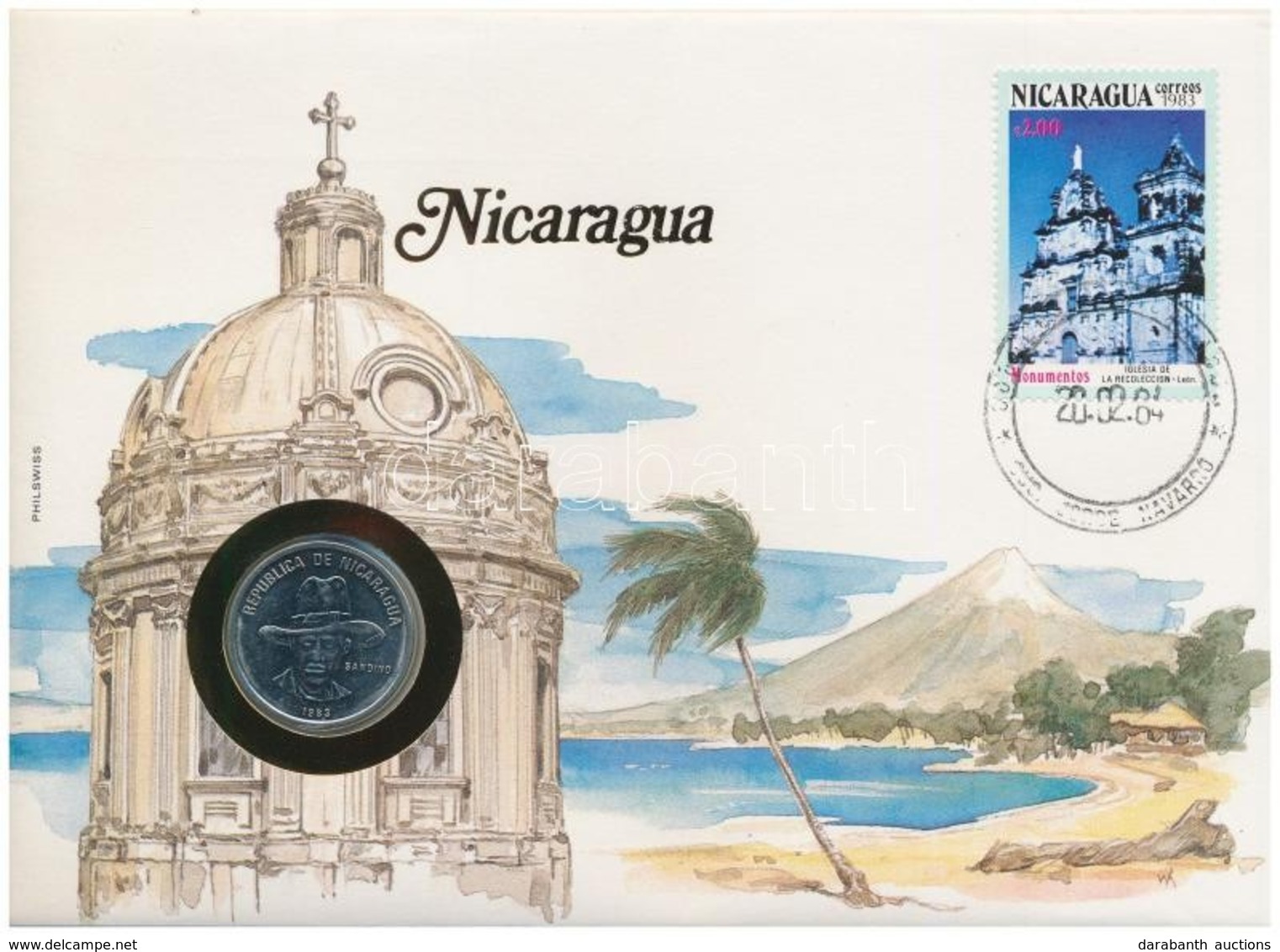 Nicaragua 1983. 50c Felbélyegzett Borítékban, Bélyegzéssel, Német Nyelvű Leírással T:1 
Nicaragua 1983. 50 Centavos In E - Unclassified