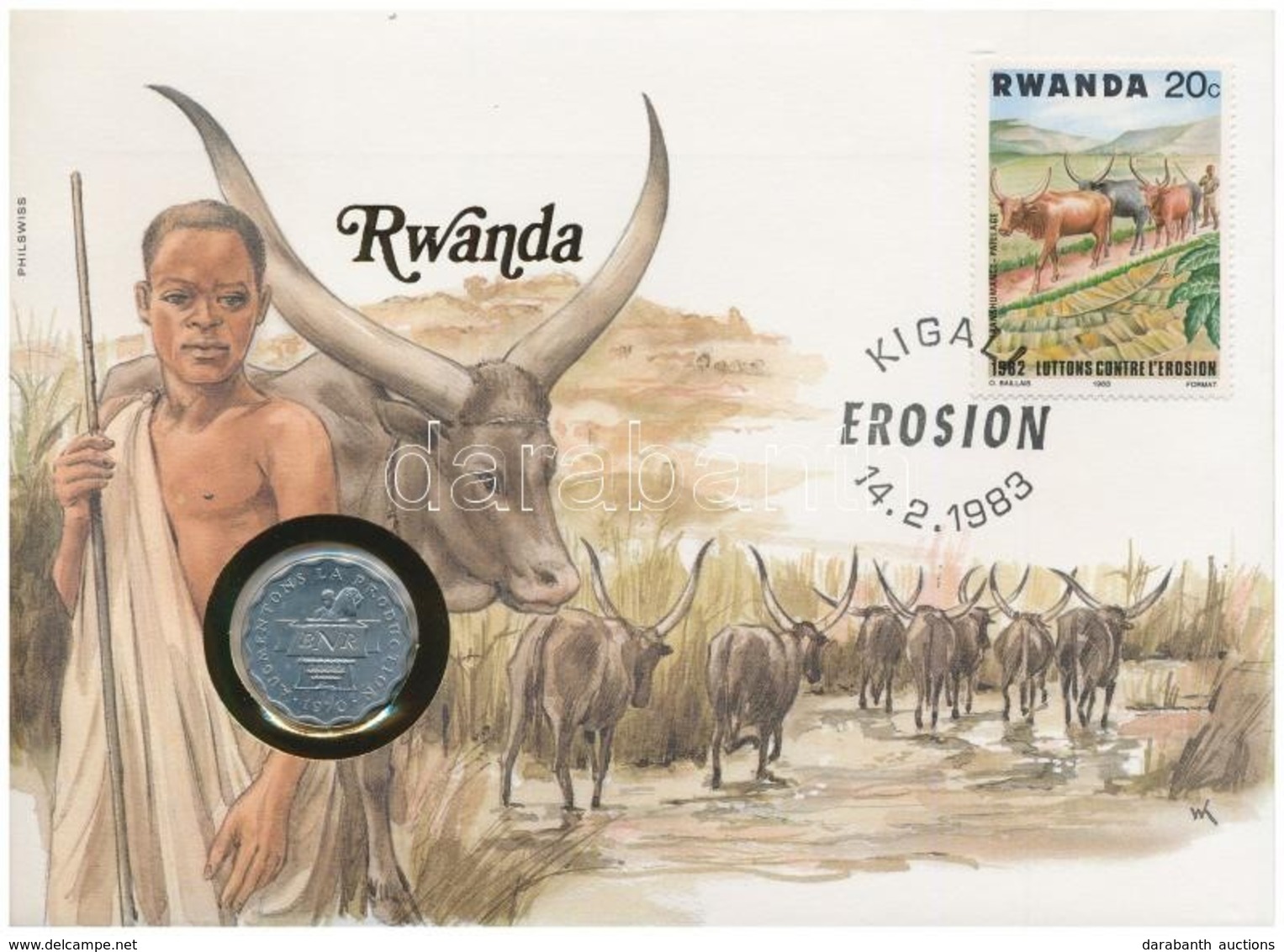 Ruanda 1970. 2Fr, Felbélyegzett Borítékban, Bélyegzéssel, Német Nyelvű Leírással T:1 
Rwanda 1970. 2 Francs In Envelope  - Unclassified