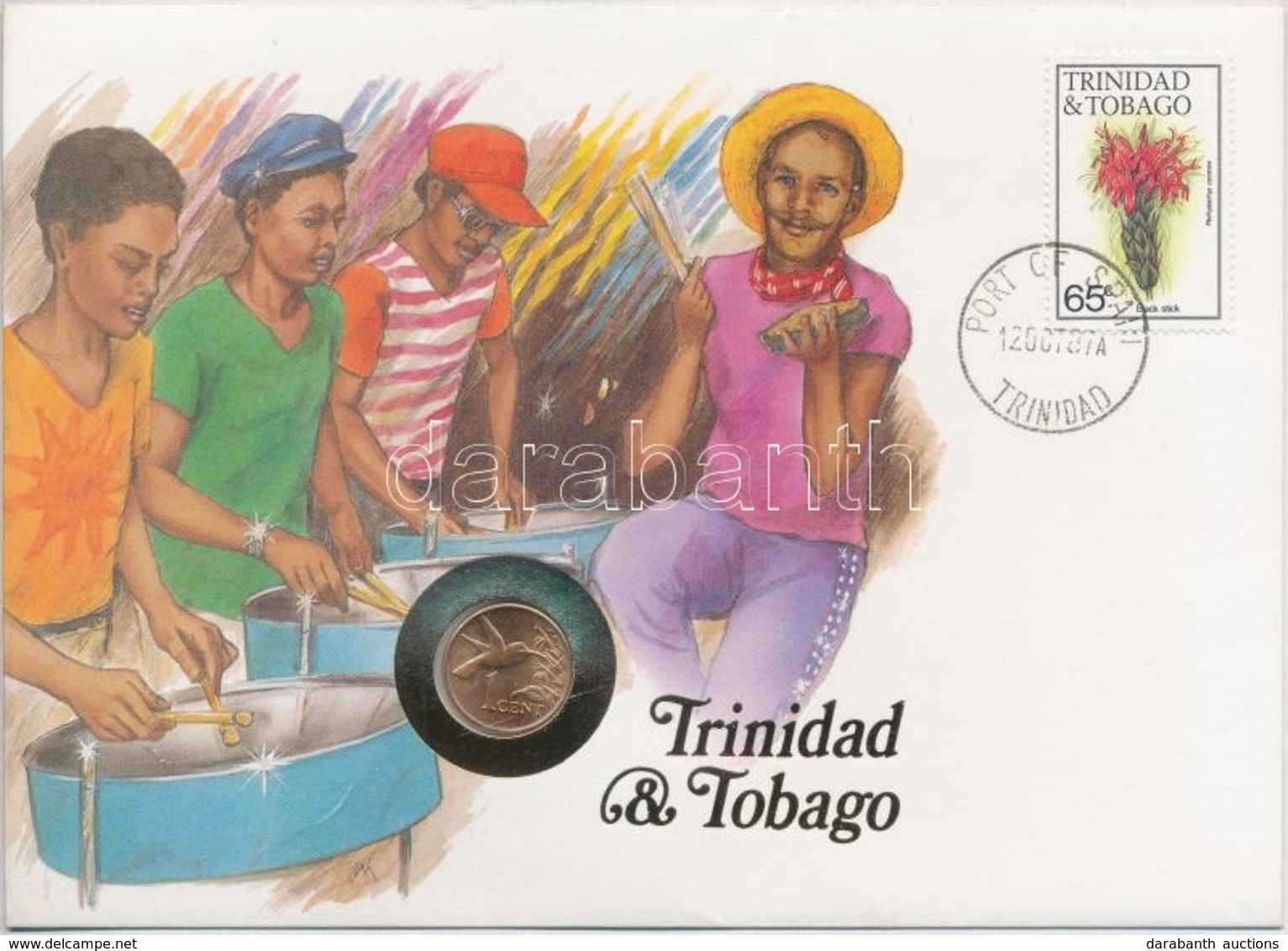 Trinidad és Tobago 1979. 1c Felbélyegzett Borítékban, Bélyegzéssel, Német Nyelvű Leírással T:1 
Trinidad And Tobago 1979 - Unclassified