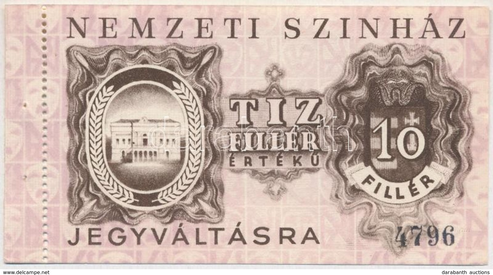 ~1946-1947. 10f 'Nemzeti Színház' Utalvány, Nem Használt T:I- - Unclassified